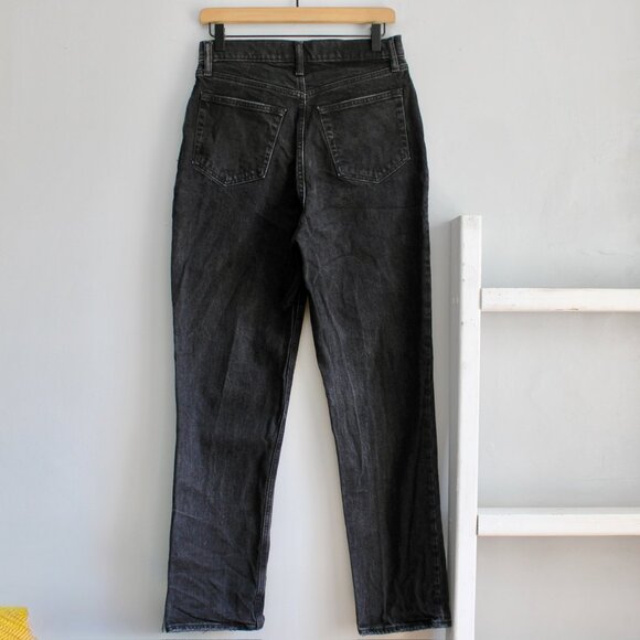 Abercrombie & Fitch Curve Love High Rise Dad Criss Cross Jeans in Black Size 29 - Picture 2 of 10